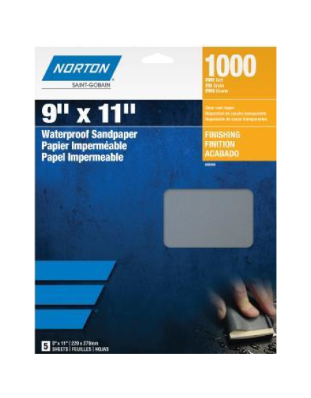 Norton Abrasives 00494 Waterproof Sandpaper 9"X11" 1000B Quantity 5