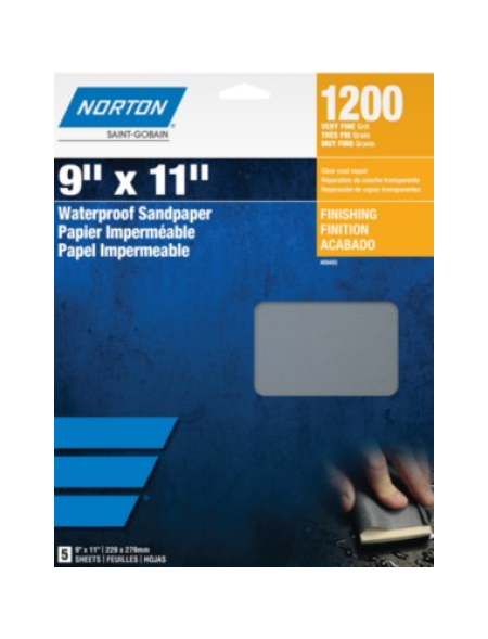 Norton Abrasives 00493 Waterproof Sandpaper 9"X11" 1200A Quantity 5