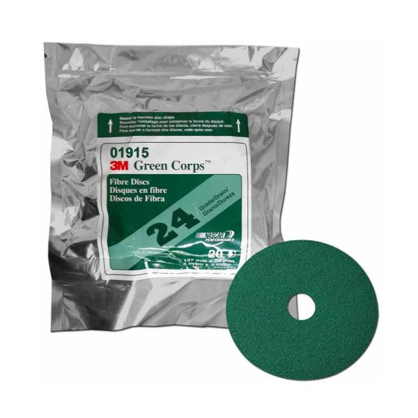 3M 01915 Green Corps 5" Fibre Disc 24Grit 20/Box