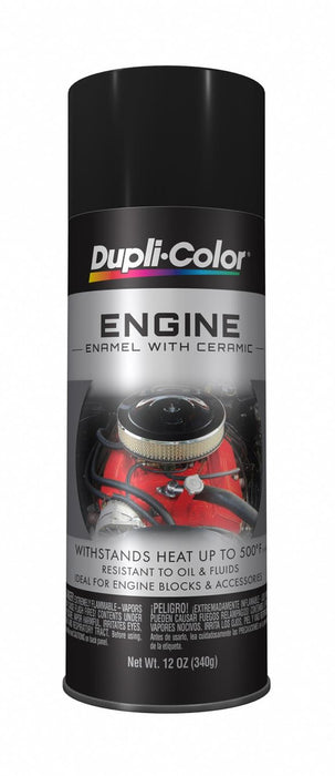 Duplicolor DE1635 Engine Enamel with Ceramic Semi Gloss Black Engine Paint 12oz.