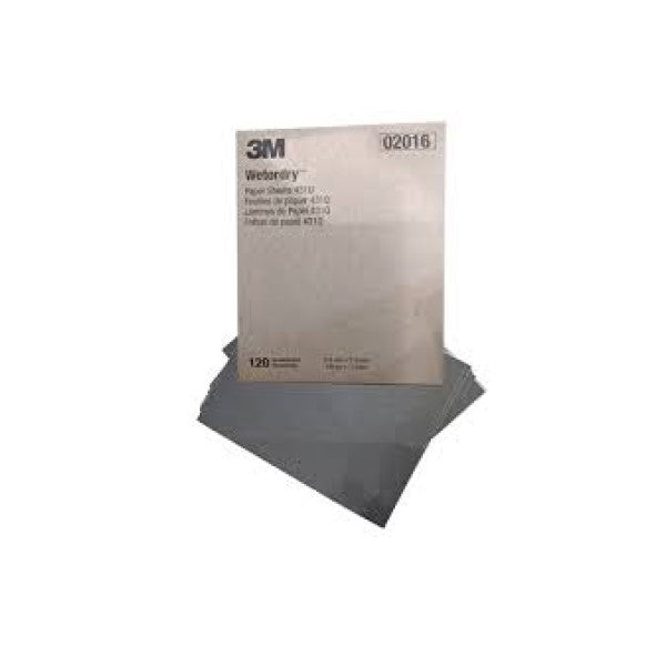 3M 02016 Wetordry Abrasive Sheet 413Q  9 in x 11 in 120Grit 50 Sheets Per Box