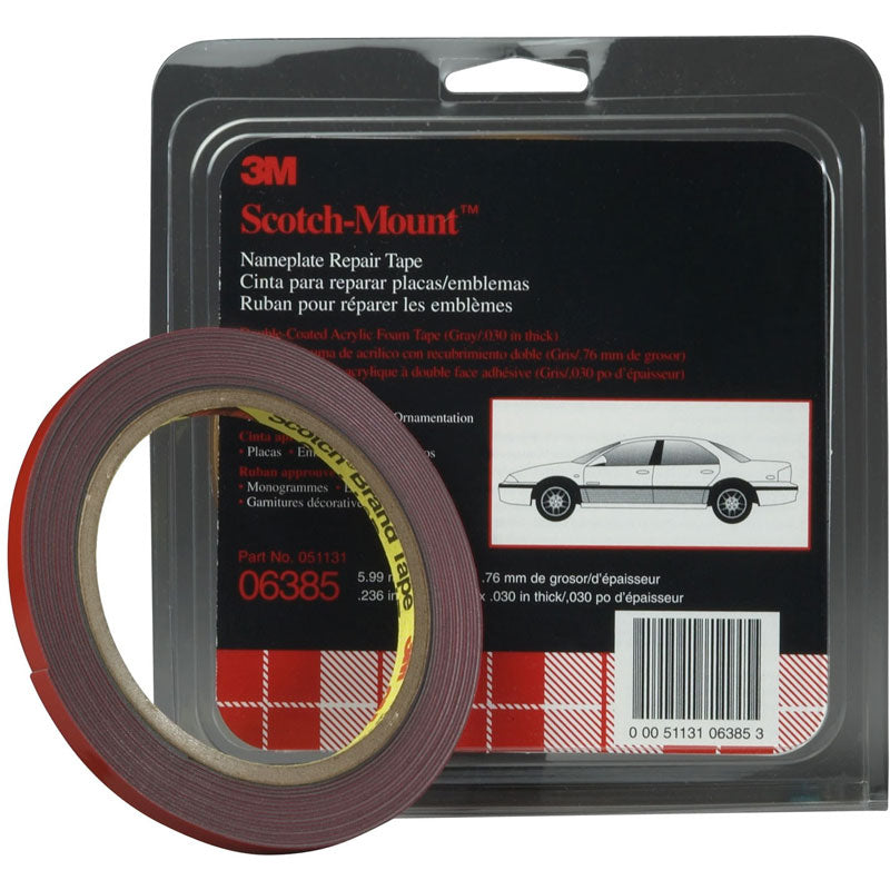 3M Automotive Acrylic Plus Attachment Tape, 06383, Black, 7/8 in x 20