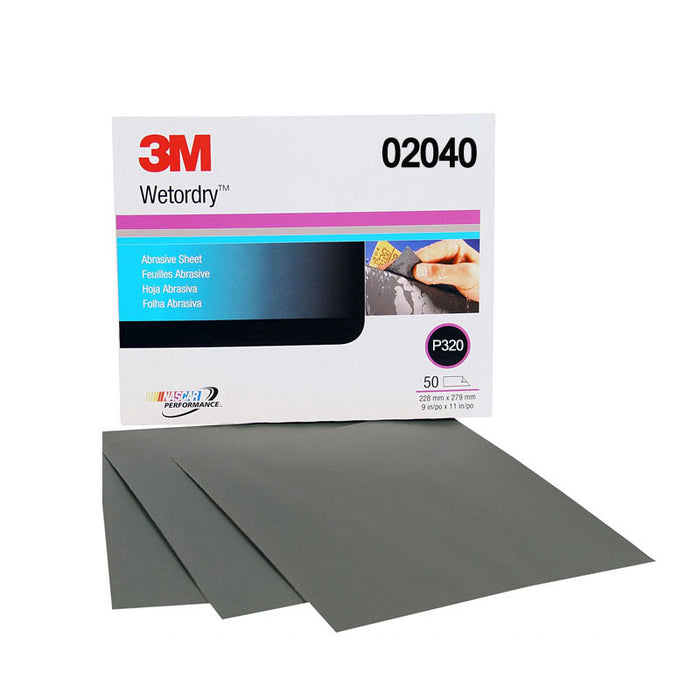 3M 02040 320Grit Wet or Dry Sandpaper 50/Pack