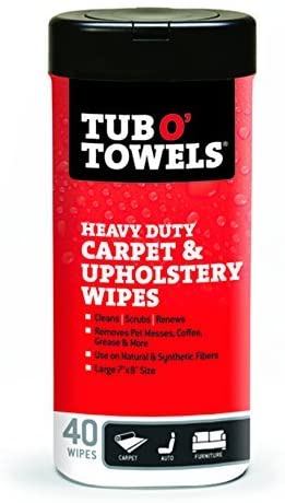 Federal Process TW40-CP Tub O' Towels Large Heavy Duty Carpet & Upholstery Cleaning Wipes 40 Count