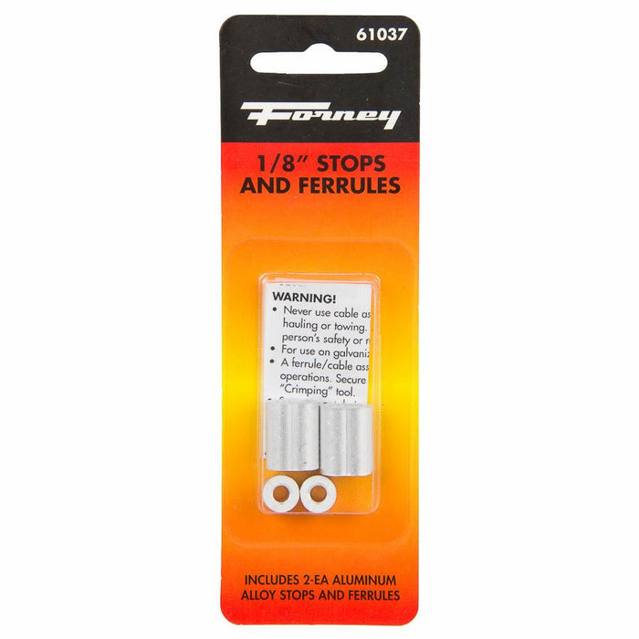 Forney 60137 Wire Rope Sleeve and Stop, 1/8" Aluminum, 2-Each