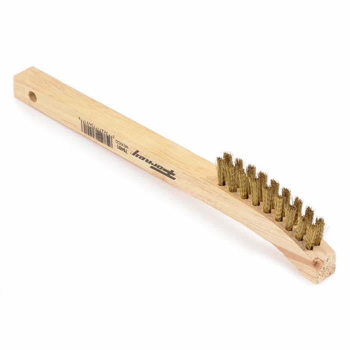 Forney 70491 Scratch Brush with Curved Handle, Brass, 2 x 9 Rows