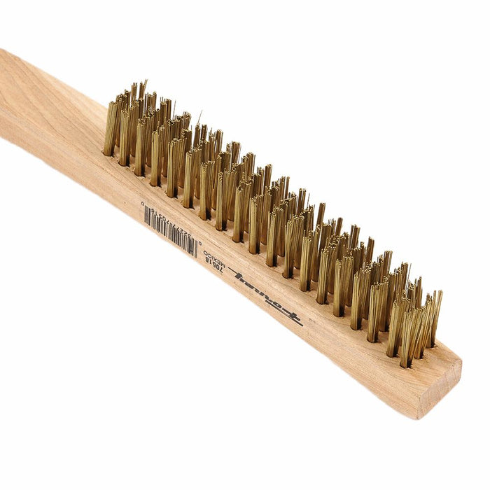 Forney 70518 Scratch Brush with Long Handle, Brass, 3 x 19 Rows