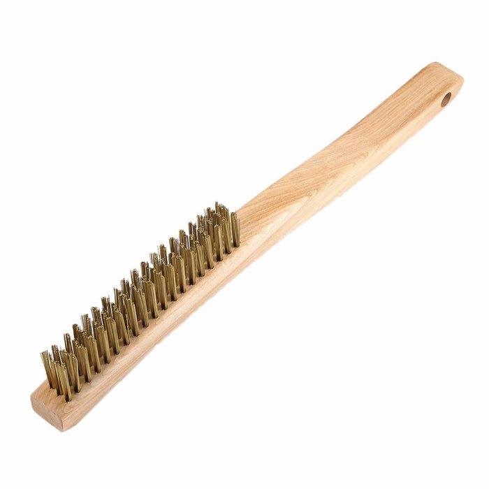 Forney 70518 Scratch Brush with Long Handle, Brass, 3 x 19 Rows