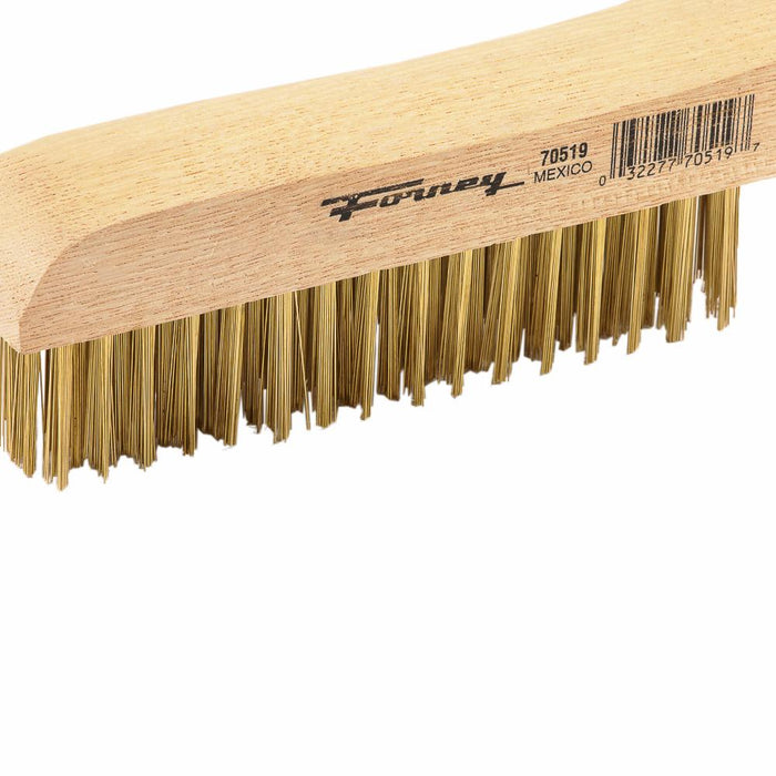 Forney 70519 Scratch Brush with Shoe Handle, Brass, 4 x 16 Rows