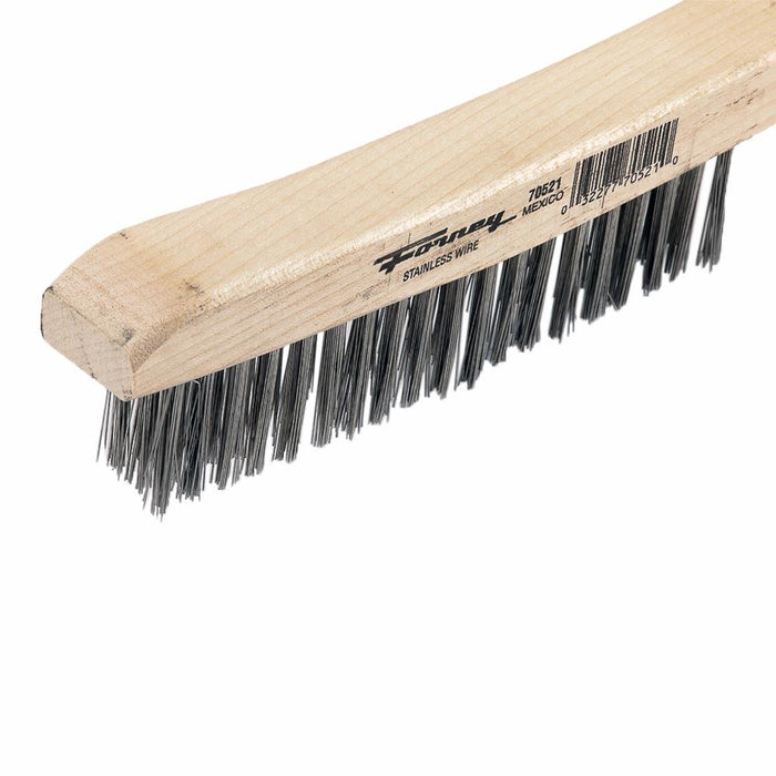 Forney 70521 Scratch Brush with Long Handle, Stainless, 3 x 19 Rows