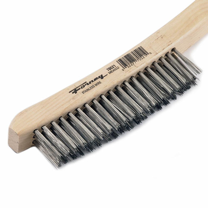 Forney 70521 Scratch Brush with Long Handle, Stainless, 3 x 19 Rows