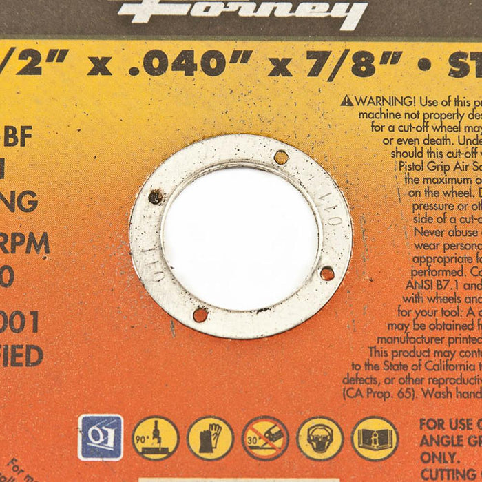 Forney 71802 Cut-Off Wheel, Metal, Type 1, 4-1/2" x .040" x 7/8"