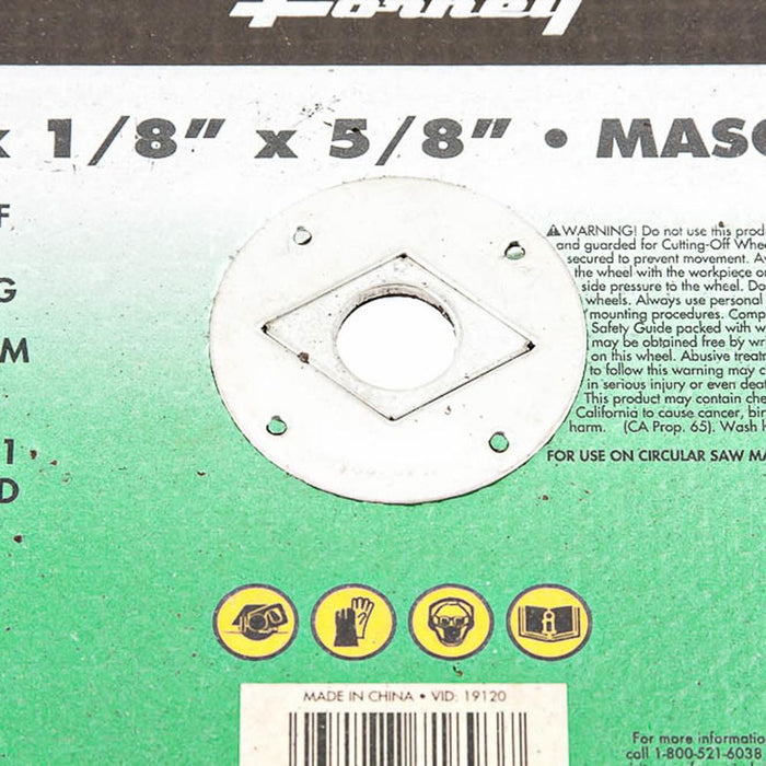 Forney 71893 Cutting Wheel, Masonry, Type 1, 7" x 1/8" x 5/8"
