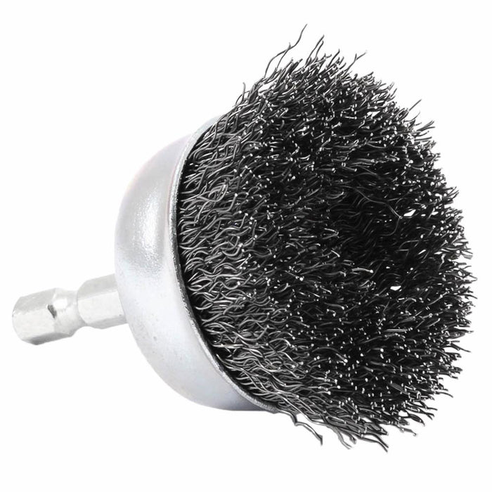 Forney 72729 Cup Brush Crimped, 2" x .012" x 1/4" Hex Shank