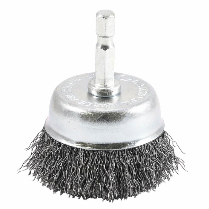 Forney 72729 Cup Brush Crimped, 2" x .012" x 1/4" Hex Shank