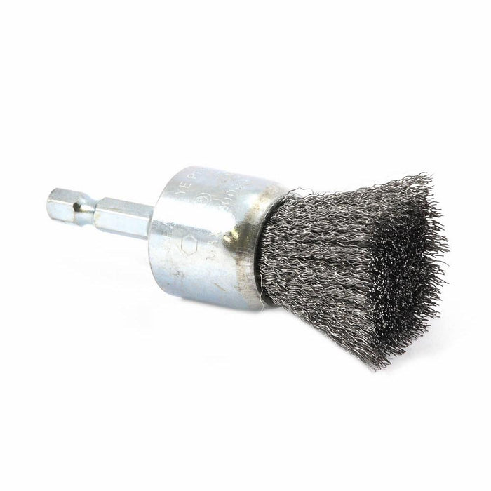 Forney 72738 End Brush Crimped, 1" x .008" x 1/4" Hex Shank