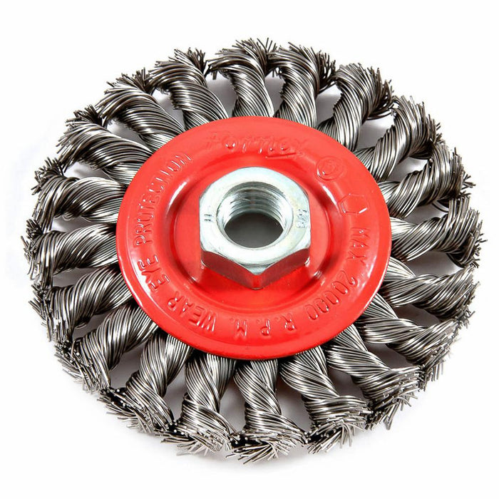 Forney 72759 Wire Wheel Knotted, 4" x .020" x 5/8"-11 Arbor