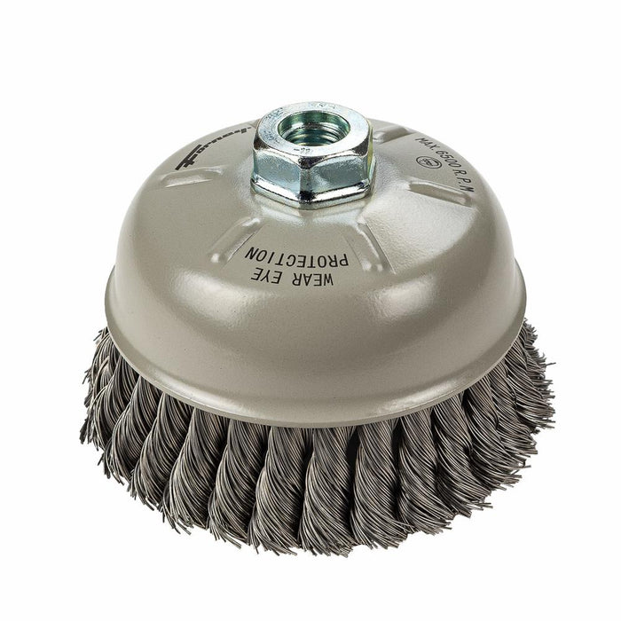 Forney 72871 Command PRO Cup Brush Knotted, 6" x .020" x 5/8"-11