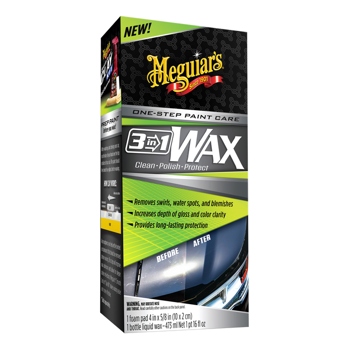 Meguiar's G191016, 3-in-1 Wax – Multiple Steps, One Easy to Use Wax 16 oz.