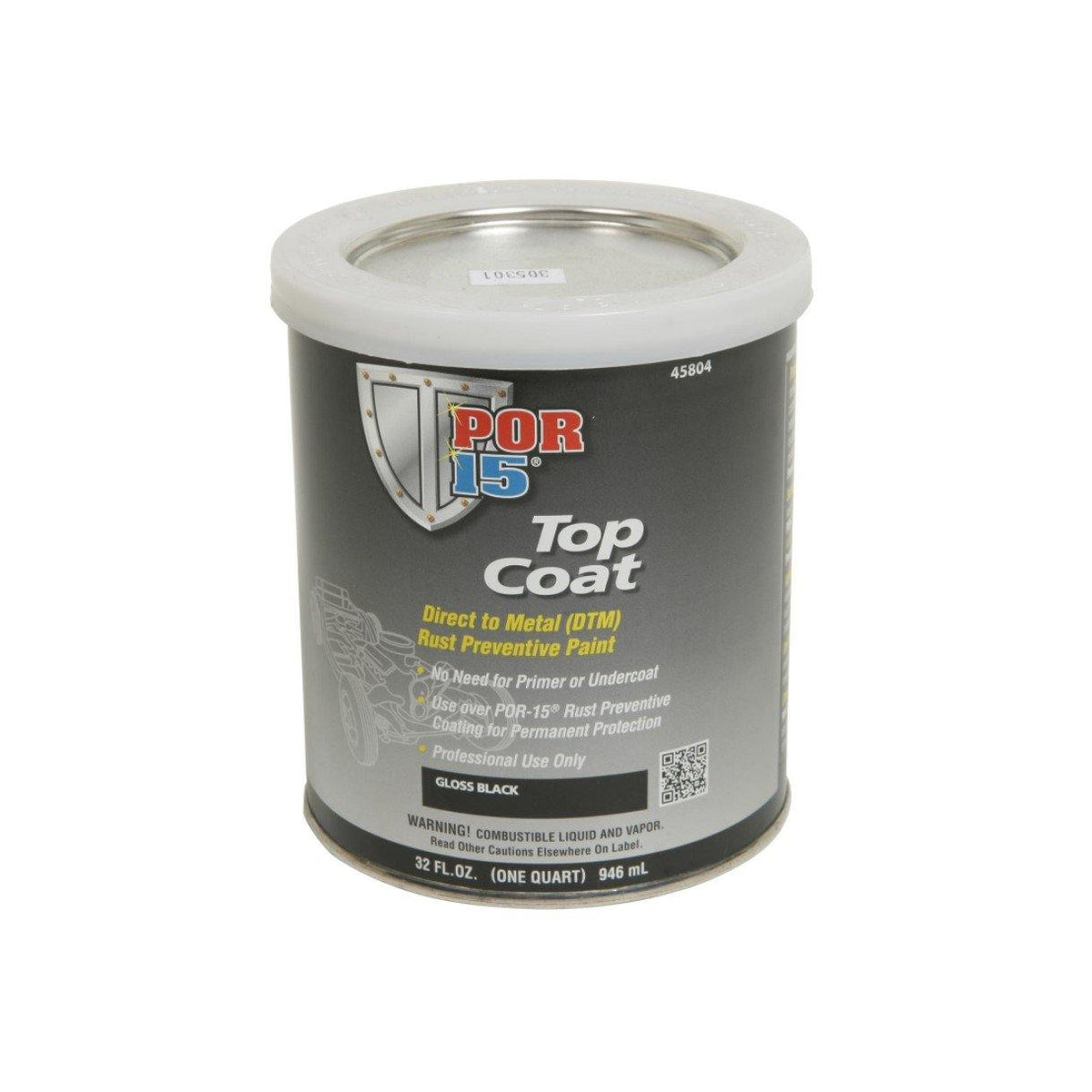 POR-15 45804 Rust Preventive Top Coat Gloss Black Paint Quart