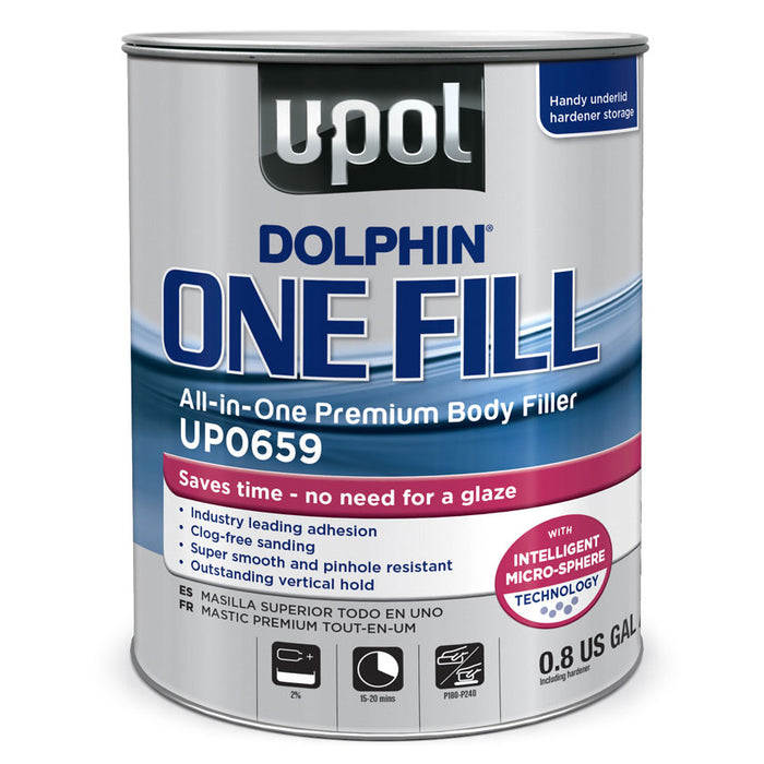 U-POL 0659 Dolphin One-Fill ALL-IN-ONE Premium Body Filler Off White .8 gallon